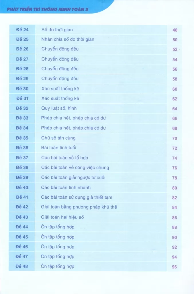 PHÁT TRIỂN TRÍ THÔNG MINH TOÁN LỚP 5 (Dùng chung cho các bộ SGK hiện hành)